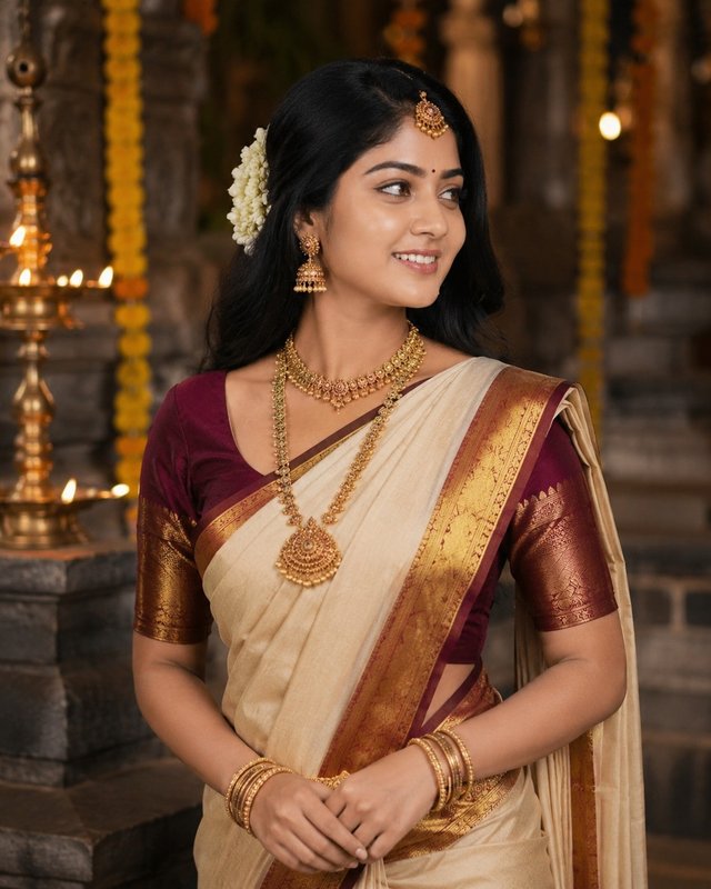 Elegant Indian Culture Girl Portrait – Ultra Realistic Traditional Saree Photo Prompt