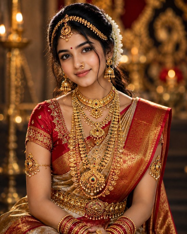 Royal Temple Queen Portrait – Full Gold Jewellery