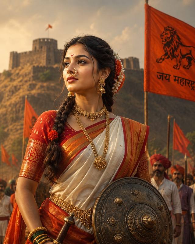 Maharashtrian Warrior Queen – Royal Marathi Portrait