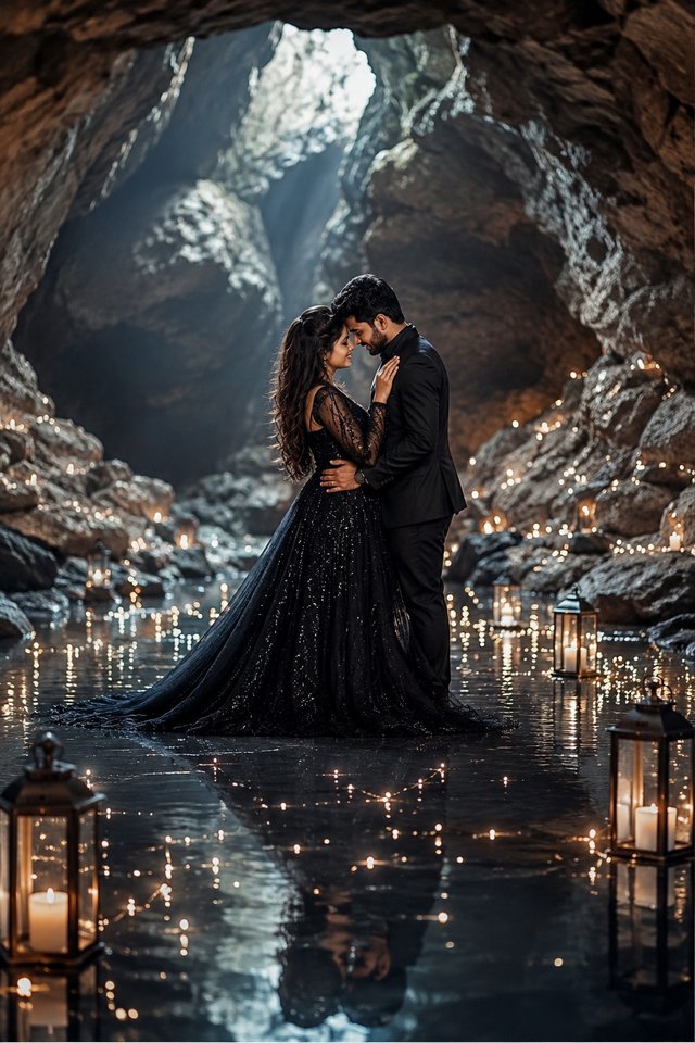 Enchanted Cave Pre-Wedding Photoshoot | Cinematic Luxury Couple Portrait — pre-wedding AI prompt