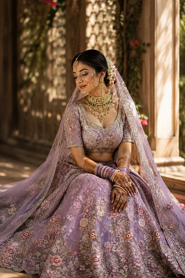 Lavender Couture Bridal Portrait | Luxury Editorial Wedding Photography — bridal-portrait AI prompt