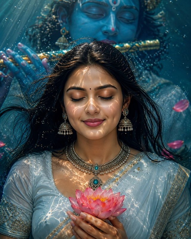 Divine Underwater Krishna Portrait — Cinematic AI Art