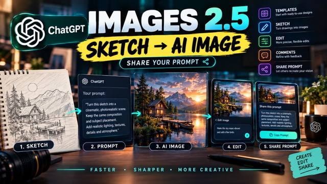 ChatGPT Images 2.5: Sketch, Templates & Shareable Prompts