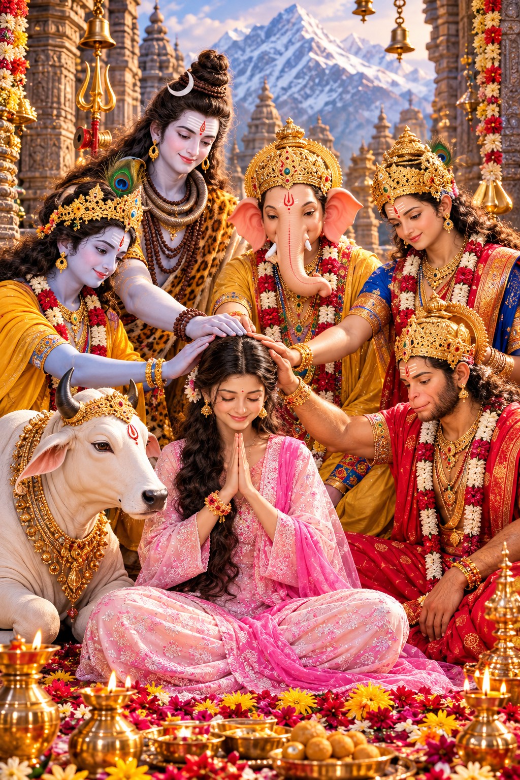 Divine Blessings – Ultra-Realistic Hindu Devotional AI Art