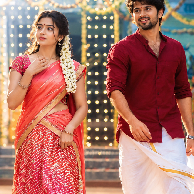Cinematic South Indian Couple Portrait AI Prompt
