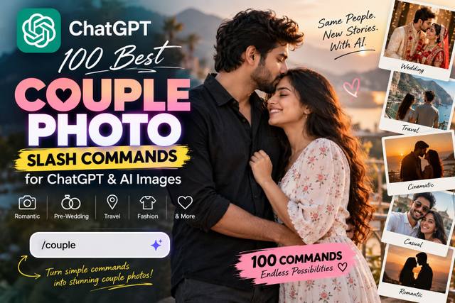 100 Best Couple Photo Slash Commands for ChatGPT & AI Images