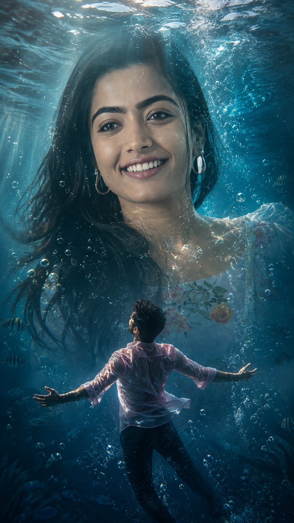 Cinematic Underwater Couple Wallpaper