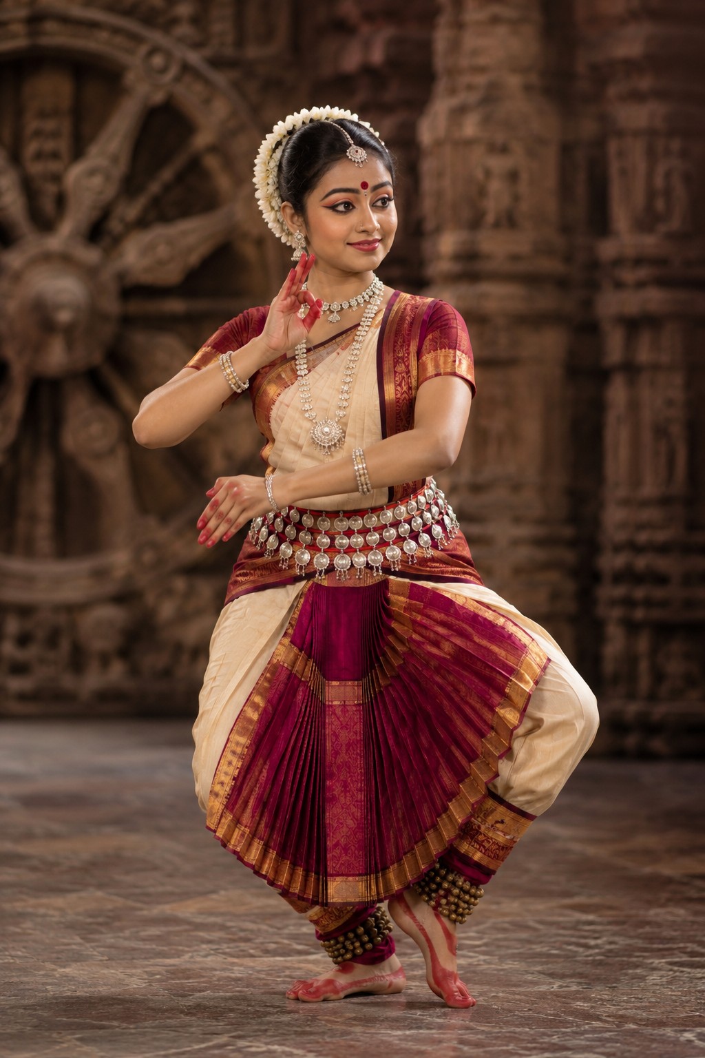 Elegant Odissi Classical Dance Portrait – Traditional Indian Temple Style