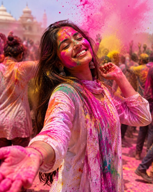Vibrant Holi Festival Portrait | Colorful Indian Celebration Photography — holi AI prompt