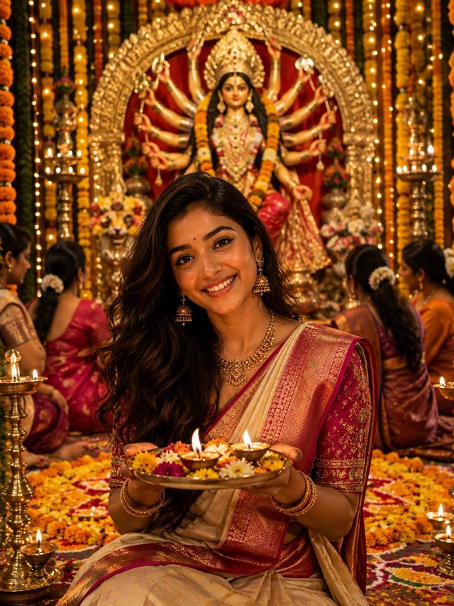 Divine Navratri Celebration Portrait | Traditional Indian Festival Photography — navratri AI prompt