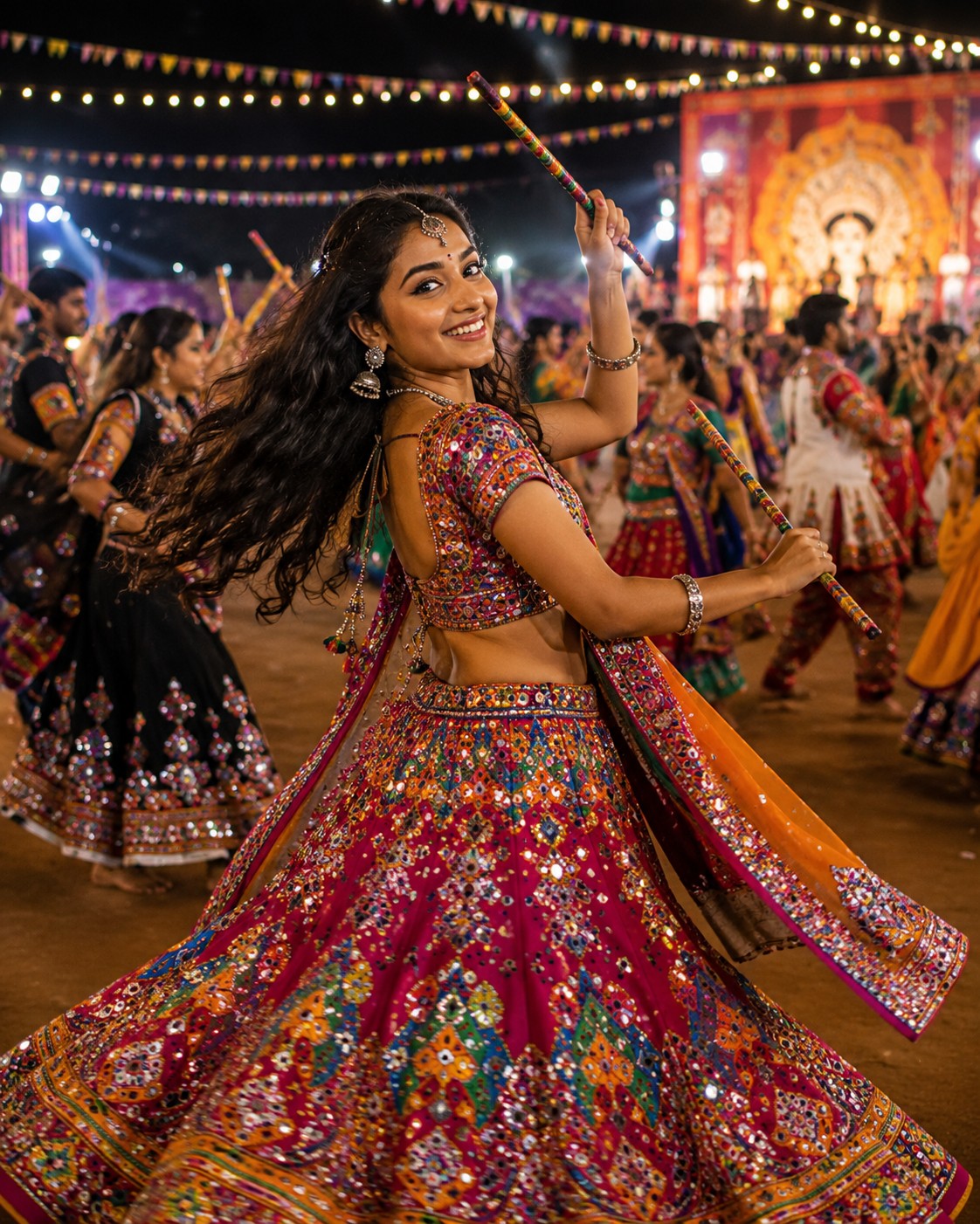 Vibrant Garba Dance Portrait | Traditional Navratri Celebration Photography