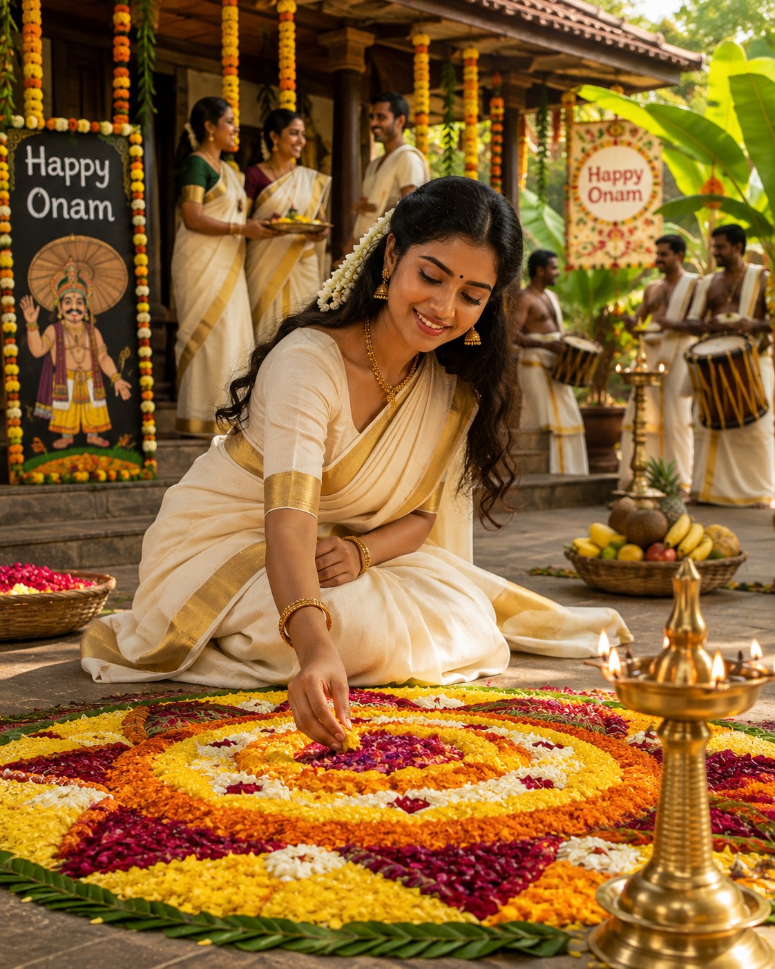 Elegant Onam Festival Portrait | Traditional Kerala Celebration Photography