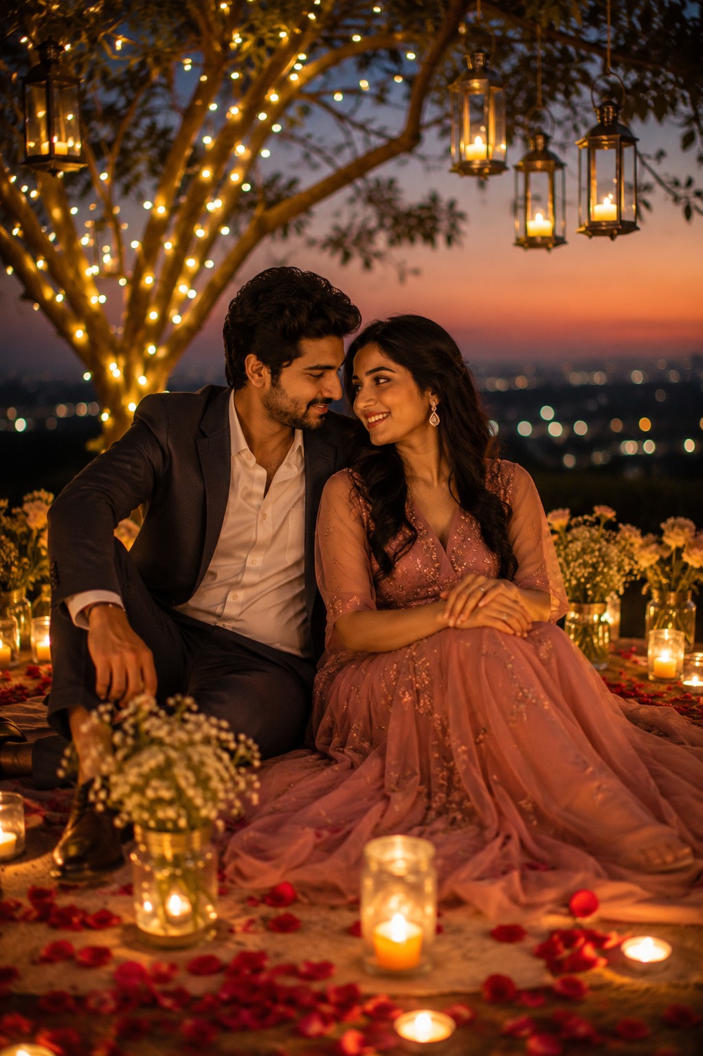 Candlelight Romance Under the Stars | Luxury Pre-Wedding Couple Portrait