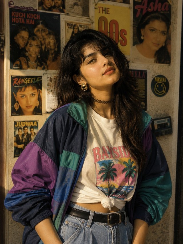 90s Retro Girl Aesthetic | Vintage Bollywood Style Portrait — 90s-girl AI prompt