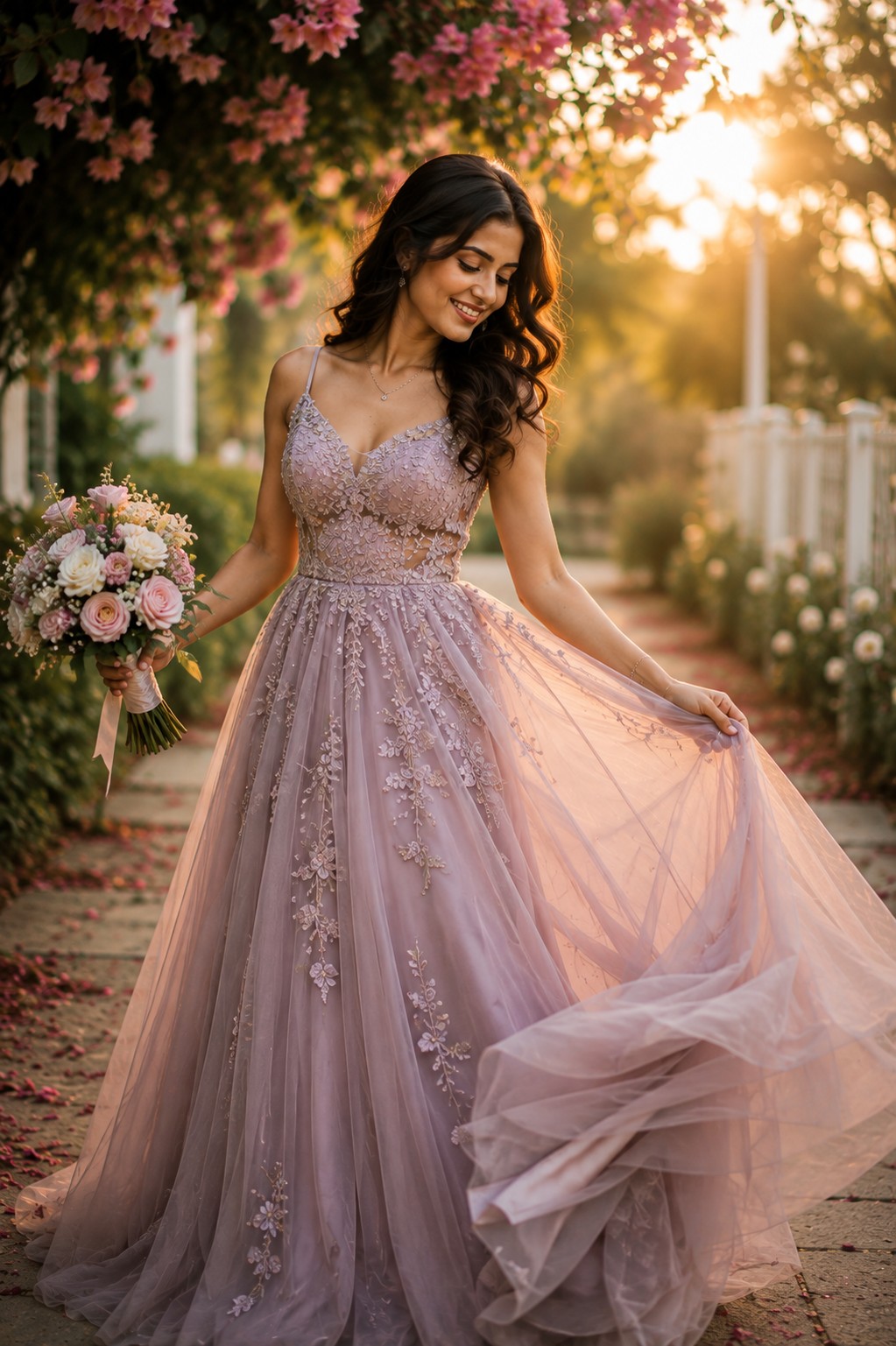 Fairytale Lavender Garden Pre-Wedding Pose