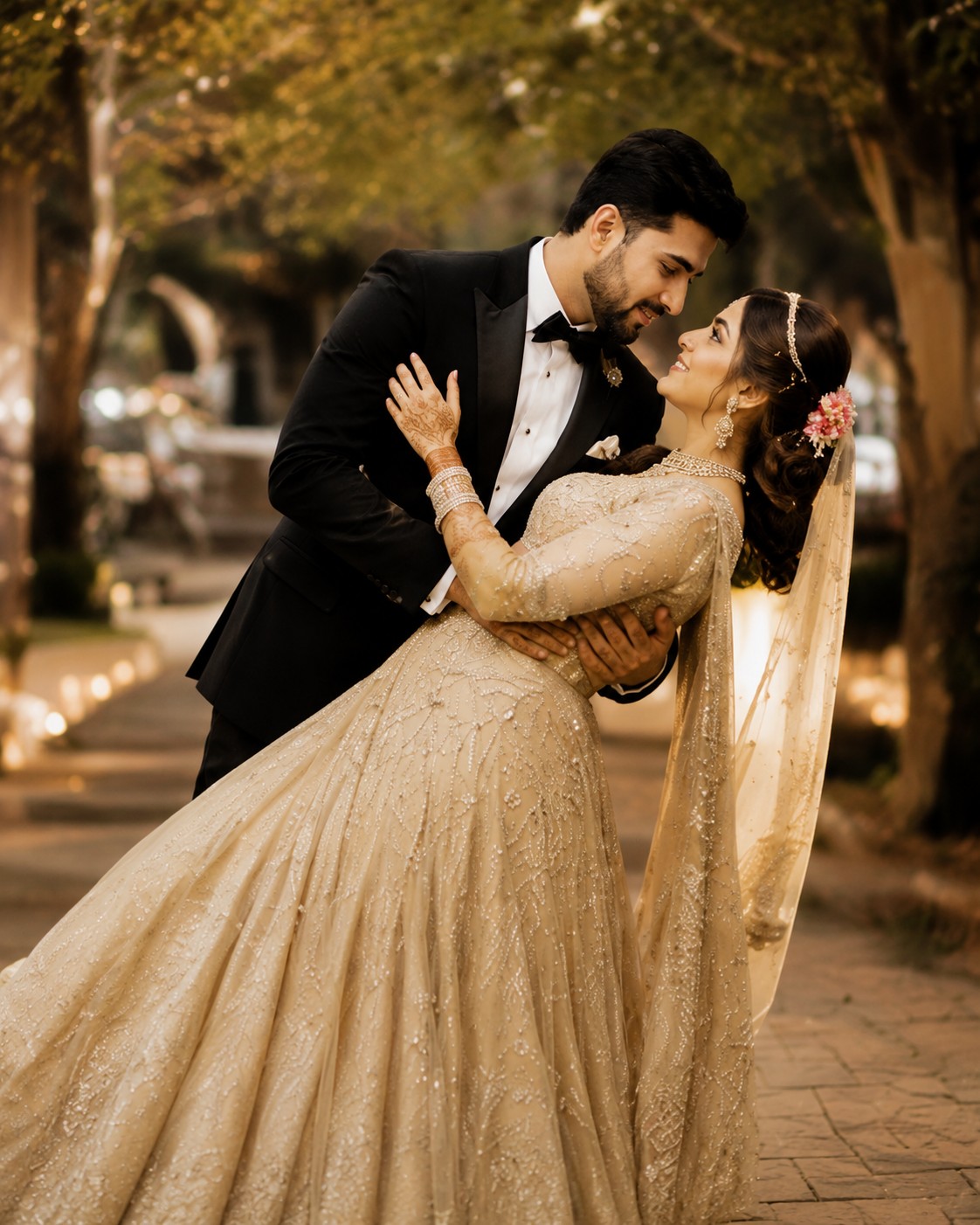 Romantic Wedding Dip Pose – Cinematic Couple Portrait