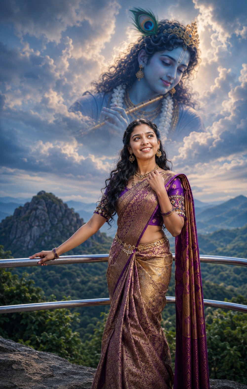Krishna Devotional Saree Portrait | Cinematic AI
