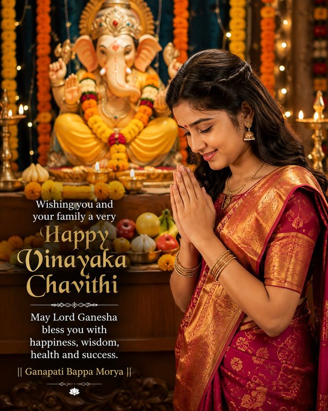 Happy Vinayaka Chavithi Wishes — AI Portrait