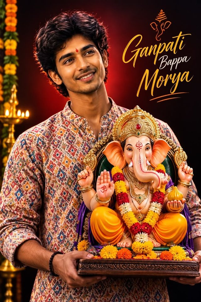 Realistic Ganpati Bappa Portrait – Ganesh Chaturthi