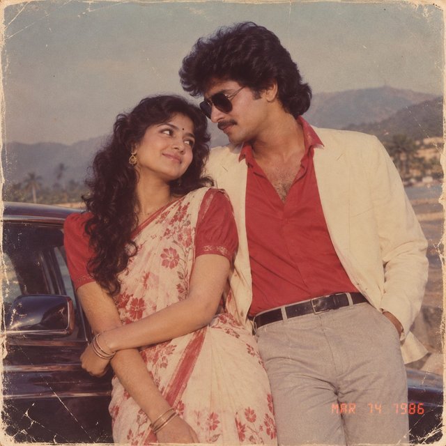 Romantic 80s Vintage Couple Photo Prompt|cinematic