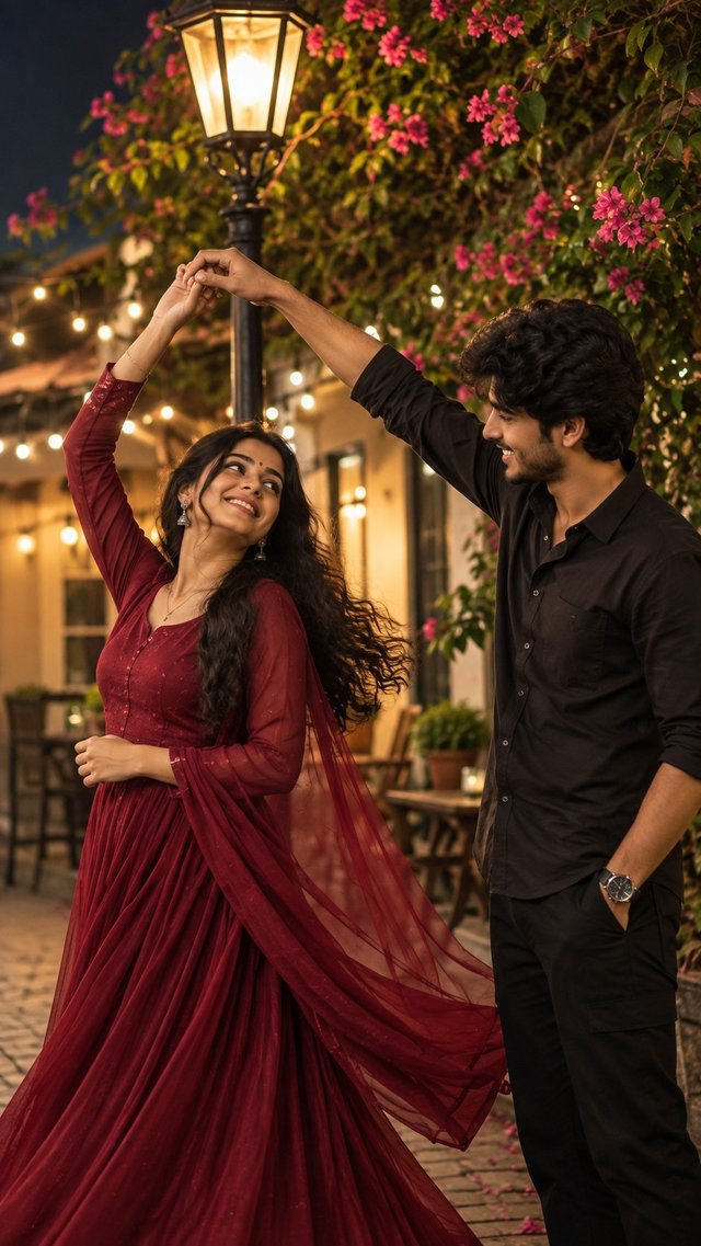 Cinematic Couple Portrait in Romantic Evening Lights