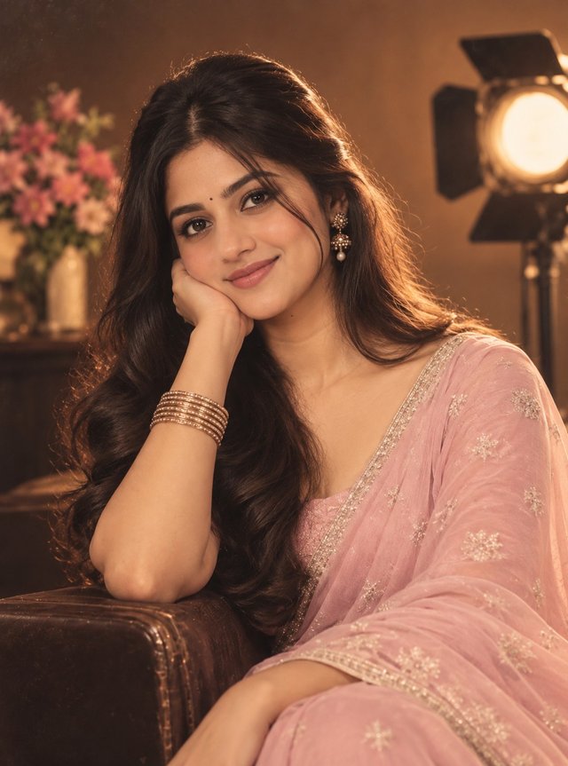 Vintage Cinematic Pink Saree Portrait – ChatGPT