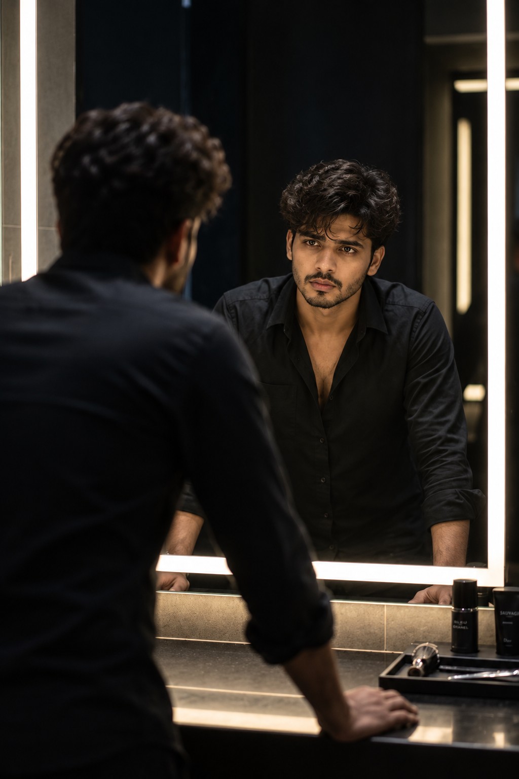 Realistic Mirror Selfie Portrait – Cinematic Boy Look