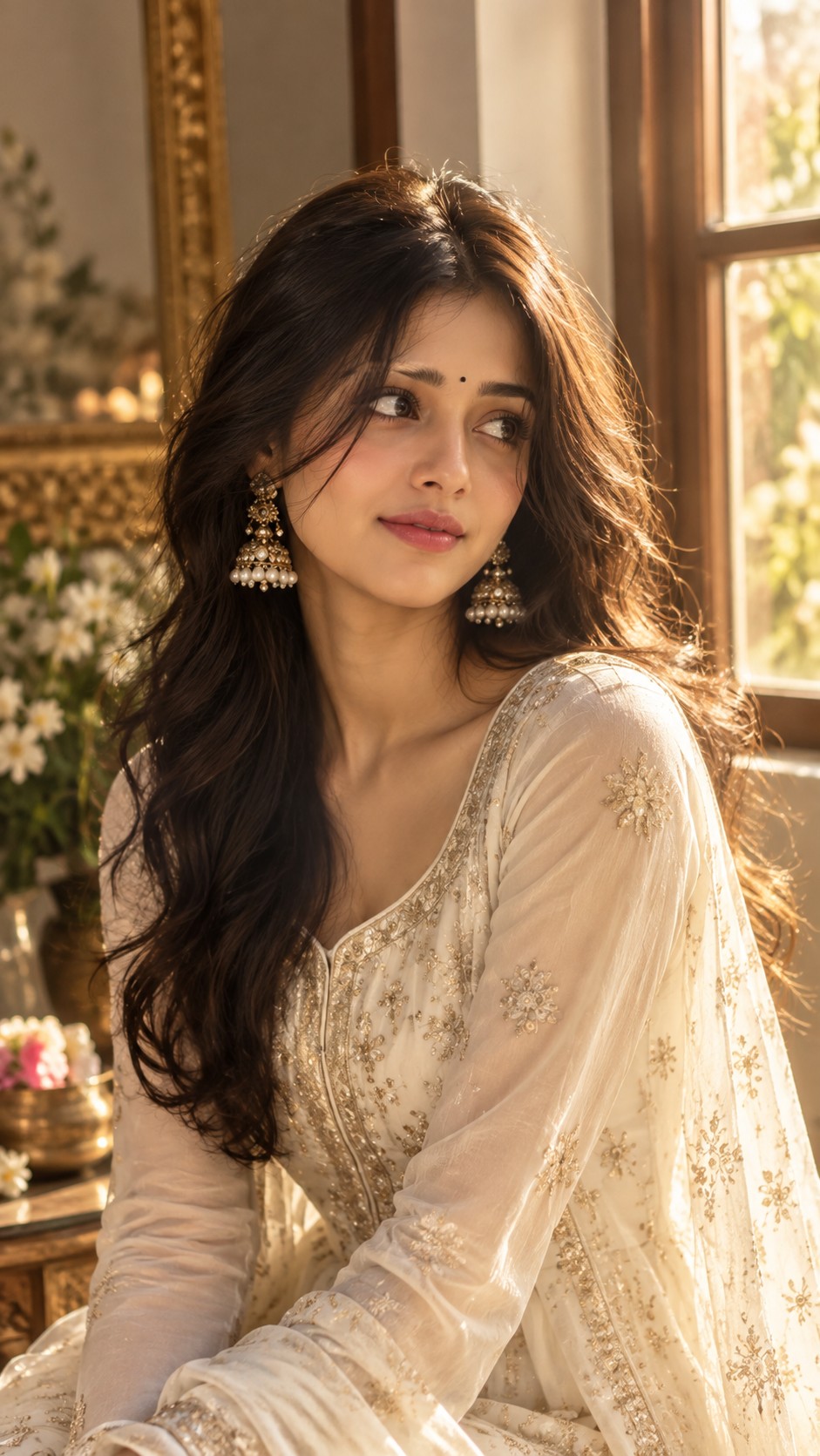 Dreamy Golden Hour Saree Portrait – 8K Realistic