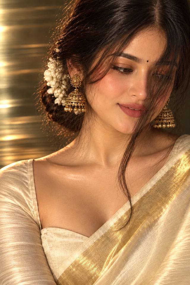 Golden Saree Cinematic Portrait – 8K AI Photo