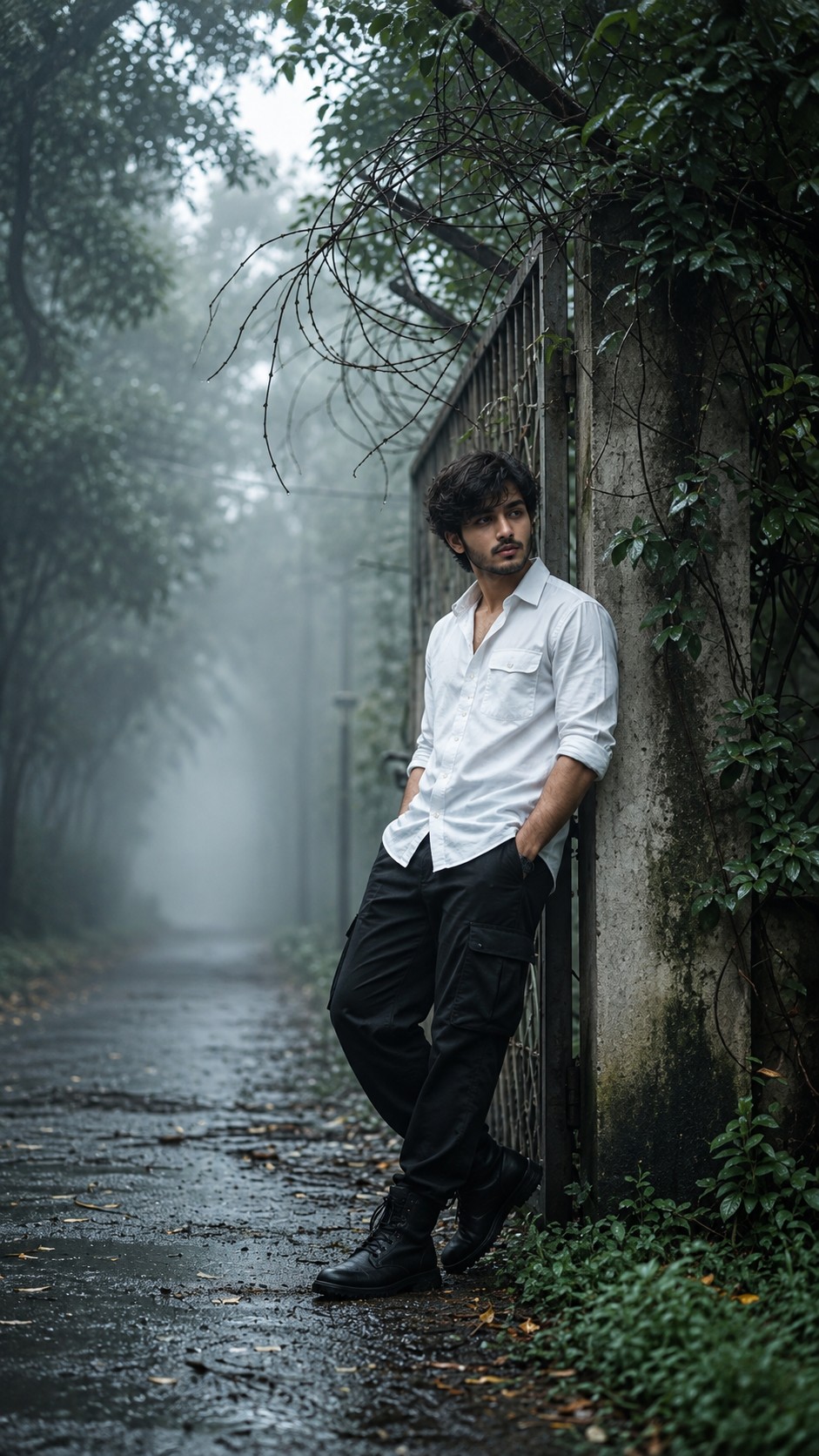 8K Cinematic Rainy Street Portrait – AI Male Face