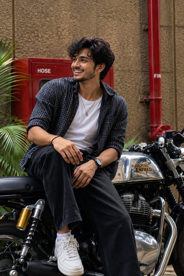8K Cinematic Bike Portrait – AI Male Photo Prompt