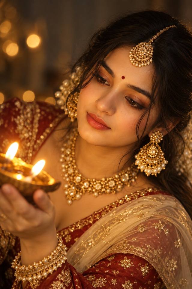 Cinematic Indian Diya Portrait – 8K HD Realistic  