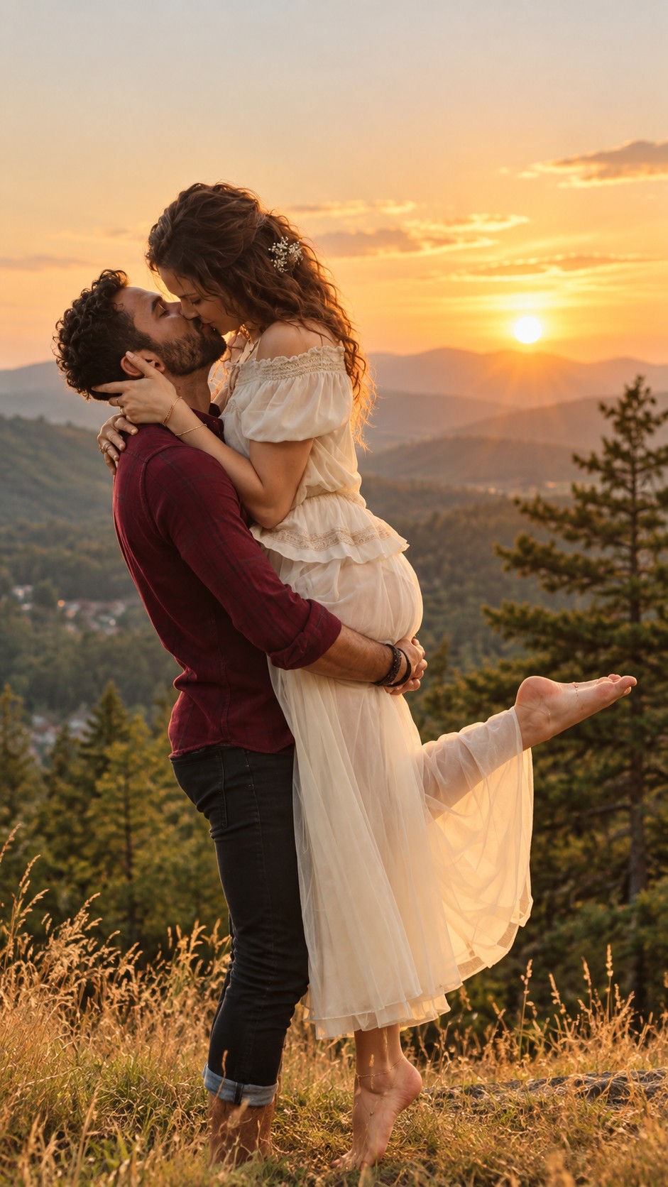Golden Hour Couple Lift – 8K Cinematic Photo