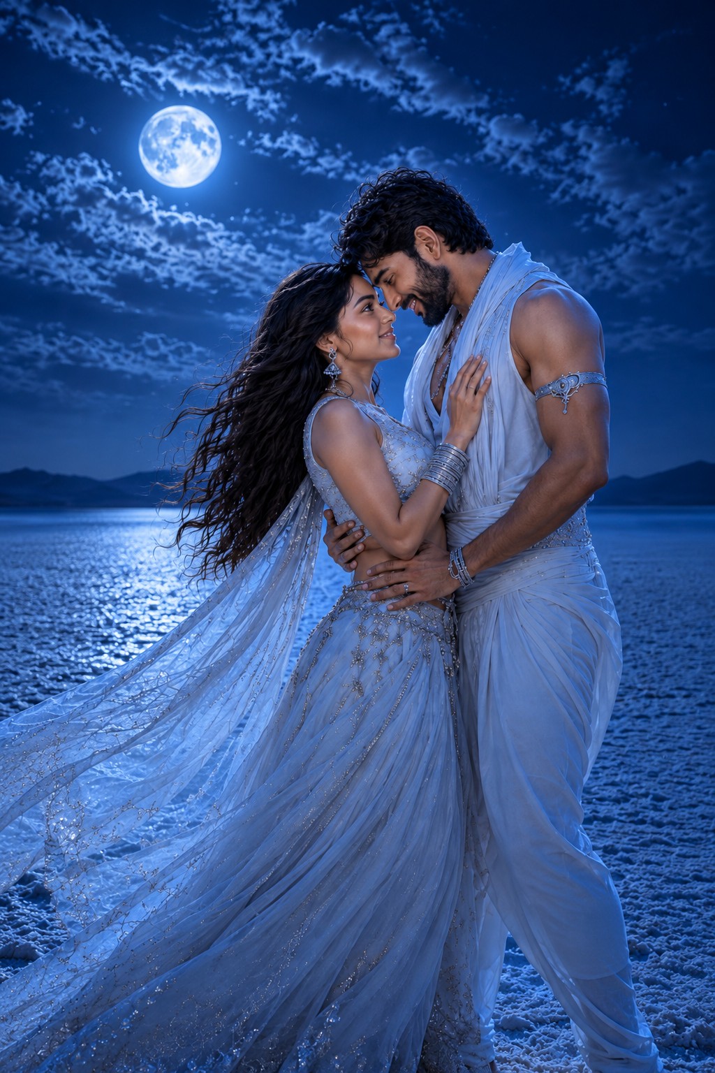 Moonlit Romantic Couple Cinematic Portrait