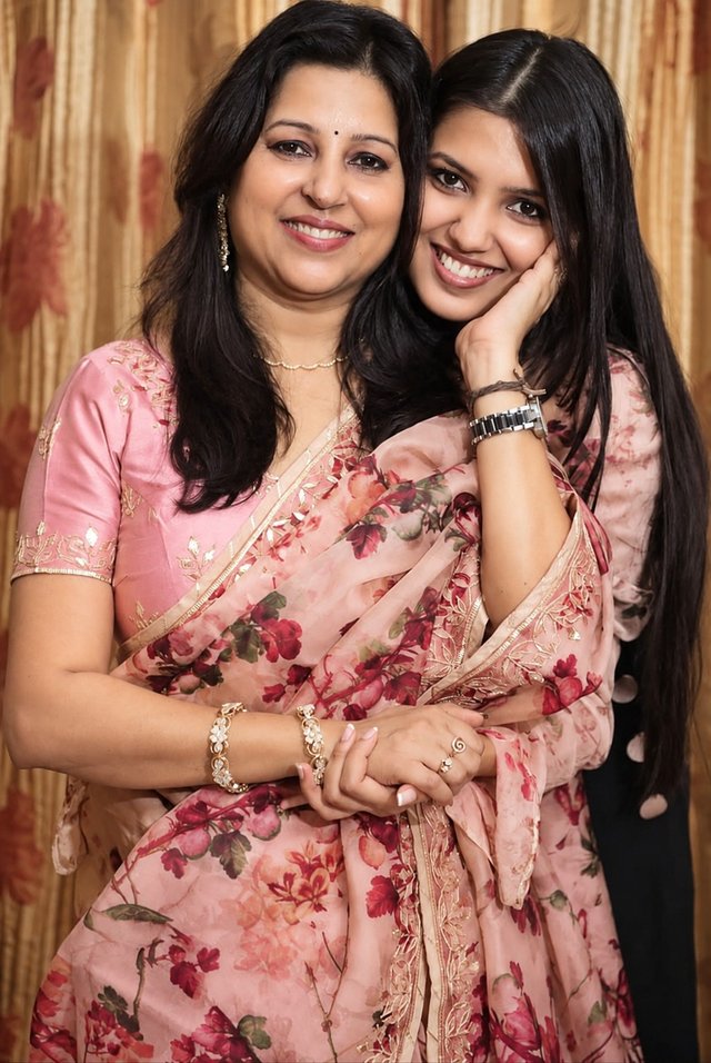 Realistic Colorized Mother Daughter Portrait