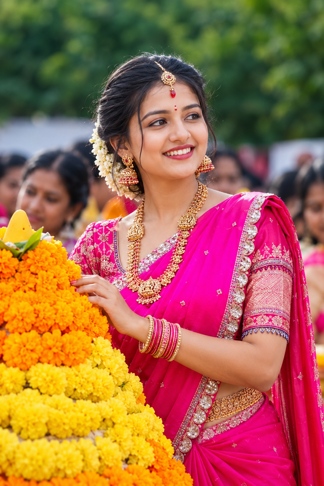 Bathukamma Portrait AI Image Prompt