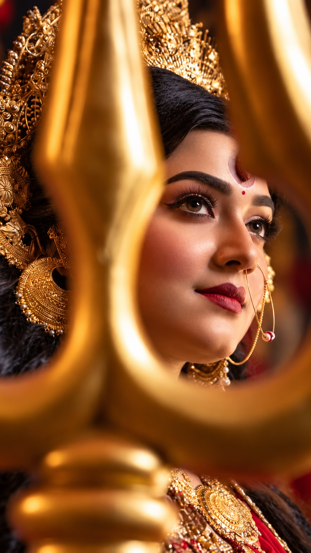 Cinematic Red and Gold Portrait AI Image Prompt