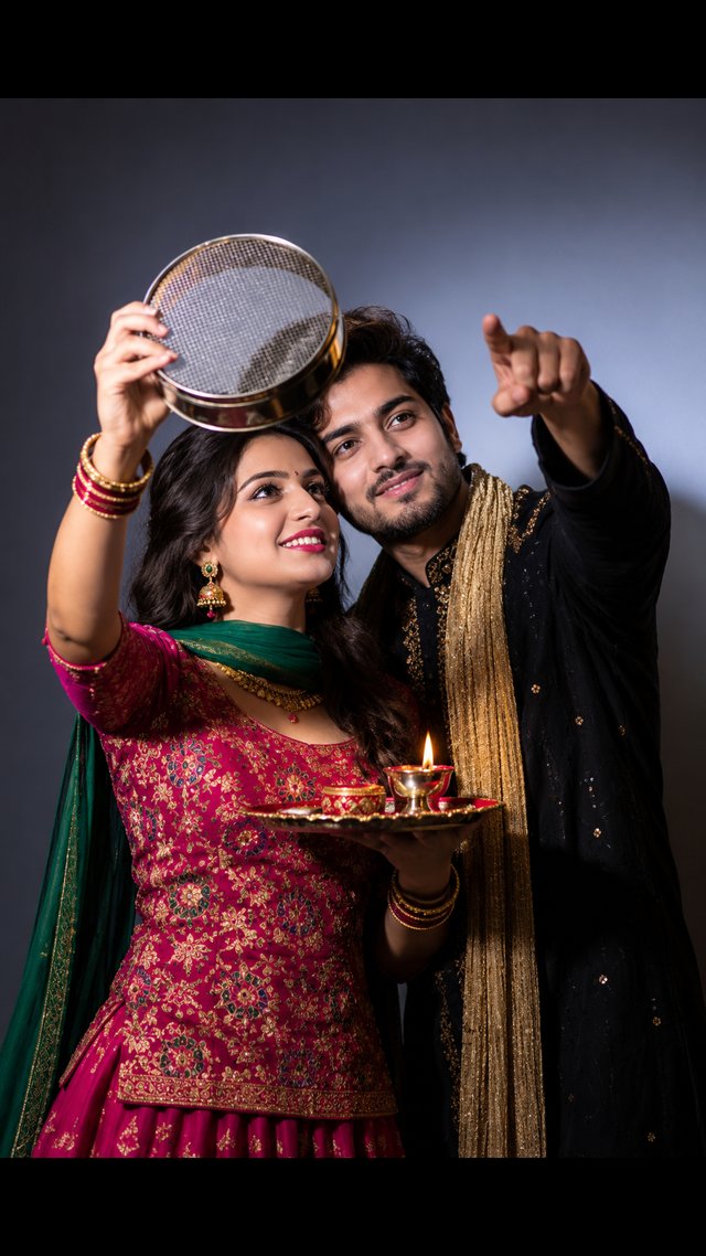 Karwa Chauth Couple Portrait – ChatGPT AI Prompt