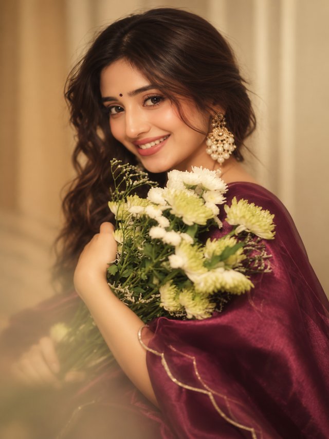 Dreamy Maroon Saree Portrait Prompt – ChatGPT AI