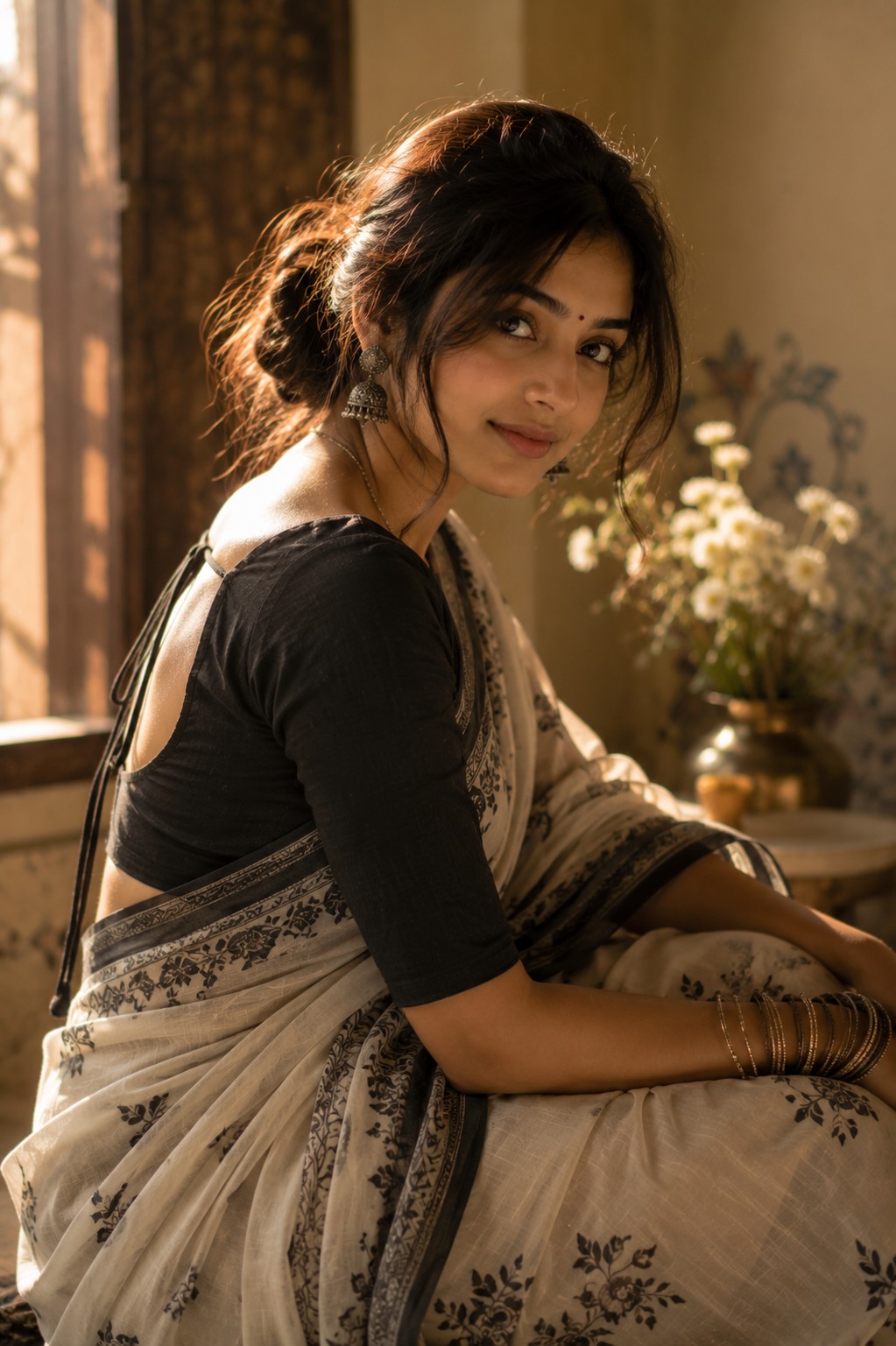 Cinematic Saree Portrait — Golden Hour AI Prompt